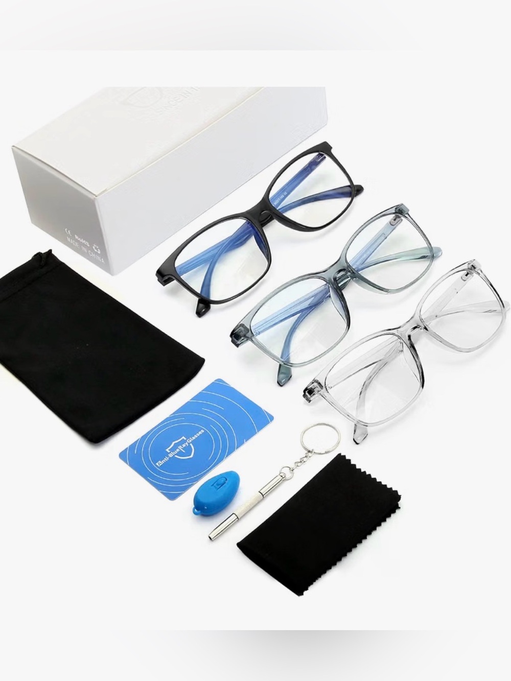 5/$30 OILAY Blue Light Blocking Glasses Trio Set - case, tool & cleaner NWT